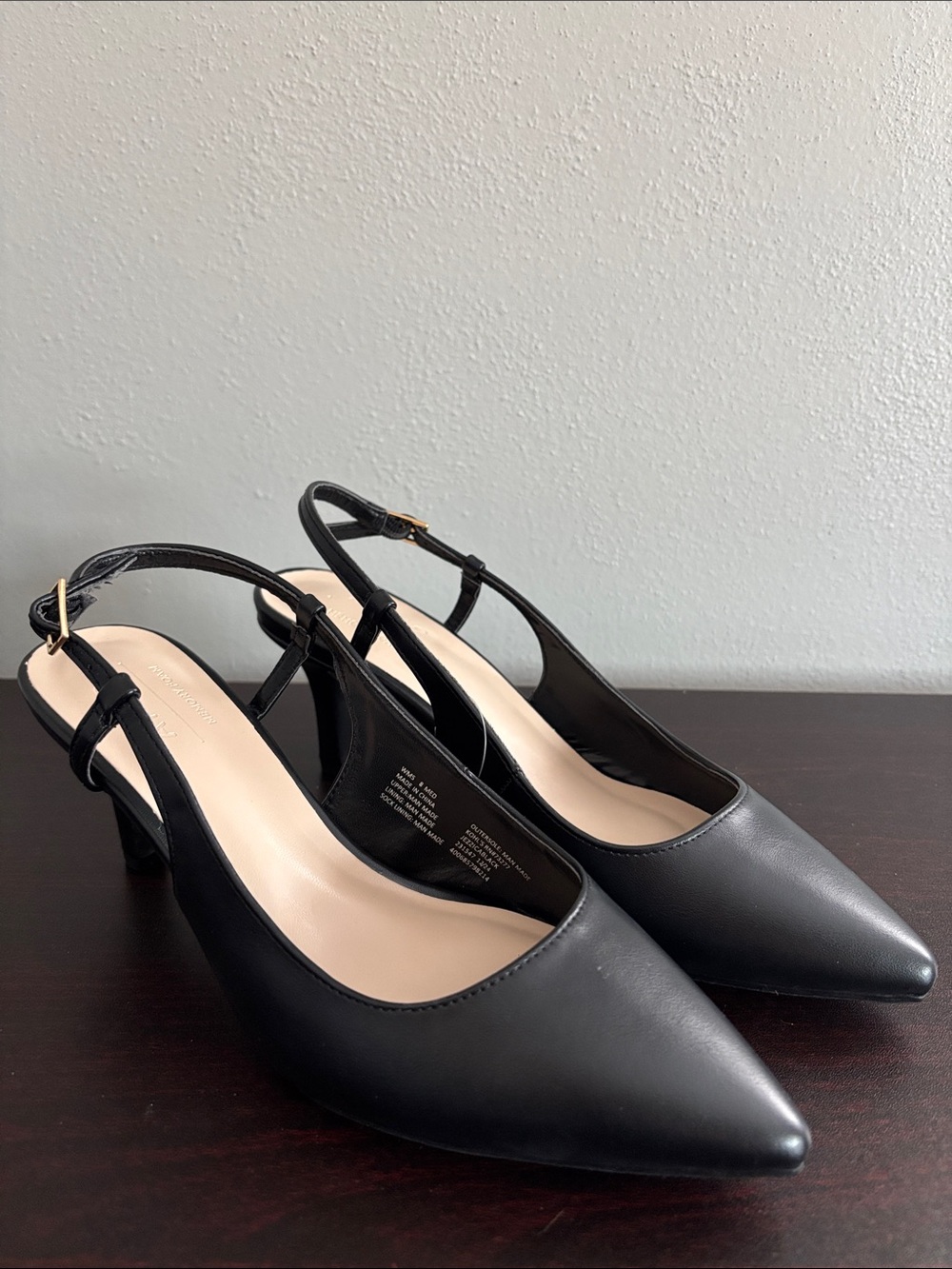 Apt. 9 Black Pointed Leather Slingback Mules - Picture 2 of 16